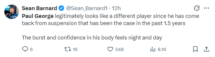 乔治39分创生涯新高 76人狂胜奇才重返东部前六